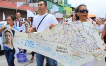 Habitantes de Tapachula en la marcha por la paz en Chiapas