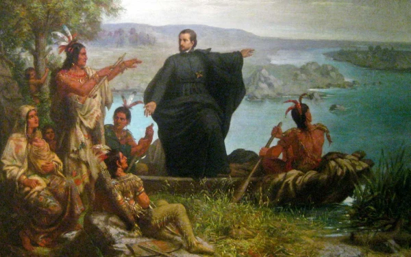 Father Jacques Marquette among the Native Americans. Credit: Wilhelm Lamprecht, 1869.