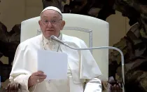 El Papa Francisco se dirige a los fieles en el Aula Pablo VI del Vaticano el 21 de agosto de 2024.