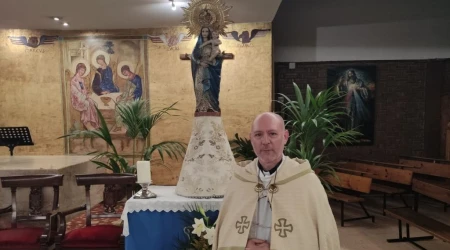 Imagen de la Virgen del Pilar perdida en las inundaciones que añora el P. Alberola, párroco de Catarroja (España).