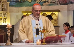 El Cardenal Pizzaballa durante las celebraciones de la Asunción de la Virgen en Tierra Santa. Crédito: Patriarcado Latino de Jerusalén.