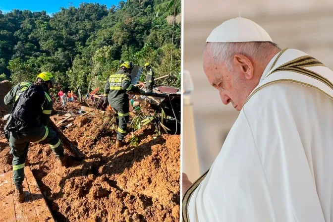 Policías de Colombia buscan a las víctimas del derrumbe en Chocó - Papa Francisco.