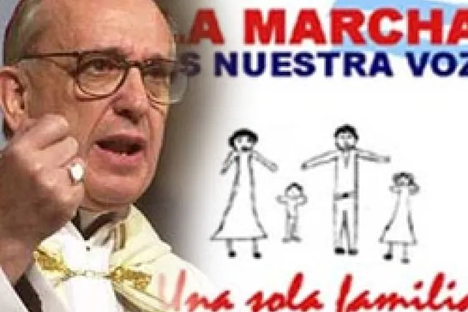 Cardenal Bergoglio alienta participación en marcha pro familia y matrimonio en Argentina