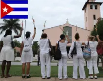 Las Damas de Blanco en la marcha pacífica (foto AFP)