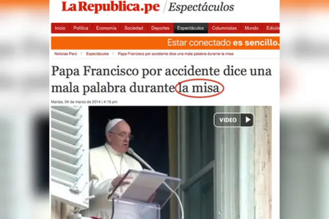 Diario peruano La República confunde el Ángelus del Papa con Misa