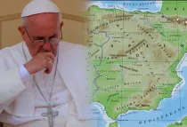 Papa Francisco. Foto: ACI Prensa / Mapa de España: Bas de Jong (CC BY-SA 3.0) 