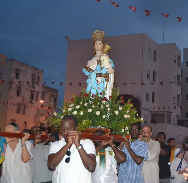 Procession of the Virgin Mary in Tunisia. Credit: Parish of Saints Augustine and Fidelis in La Goulette, Tunisia.