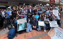 Providas en Bogotá frente a la Superintendencia de Salud este miércoles 21 de agosto.