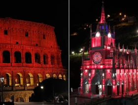 Con iglesias y monumentos iluminados de rojo recuerdan a los cristianos perseguidos