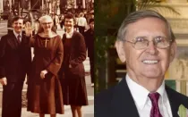 Richard DeGraff (a la izquierda, junto a la Madre Angélica a principios de 1981, y a la derecha) jugó un papel clave en el despegue de EWTN.