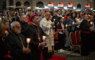 Católicos en Roma rezan por la paz en Tierra Santa el domingo 15 de octubre Crédito: Daniel Ibáñez / ACI Prensa