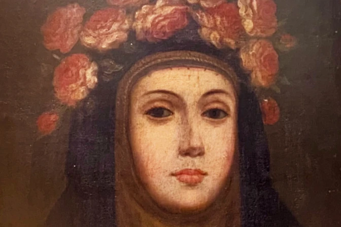 Pintura de Santa Rosa de Lima en la capilla del Monasterio donde murió