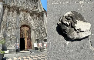 La fachada del Sagrario Metropolitano de la Catedral de México sufrió daños este 2 de septiembre. Crédito: Catedral Metropolitana de México.
