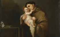 Pintura de San Antonio de Padua con el Niño Jesús.