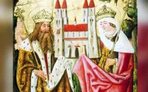 San Enrique II y su esposa Santa Cunegunda sosteniedo a la Iglesia