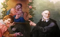 San Felipe Neri guiando a todos hacia la Virgen y el Divino Niño
