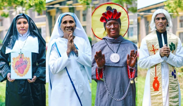 Se anima a jóvenes y adultos mayores a participar en el 'Desfile de los Santos' en Filipinas. Crédito: Foto de cortesía de la Diócesis Católica Romana de Kalibo, Parroquia del Santísimo Nombre de Jesús en Aklan y Zoomlight Photography.