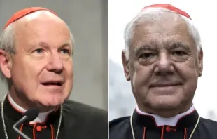 Cardenales Cardenal Christoph Schönborn y Gerhard Ludwig Müller Crédito: Daniel Ibáñez / EWTN News.