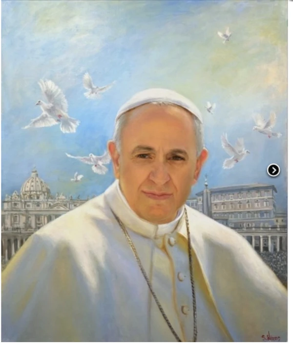 Portrait of Pope Francis painted by Nikas Safronov. Credit: assigned by Nikas Safronov