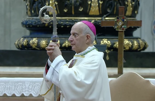 Mons. Fisichella celebrated instead of Pope Francis the Mass for the Jubilee of the Deacons. Credit: screen capture/ Vatican Media