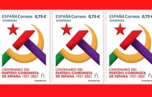 Sello emitido por Correos en Espau00f1a reivindicando al Partido Comunista. Cru00e9dito: Correos y Telu00e9fgrafos 