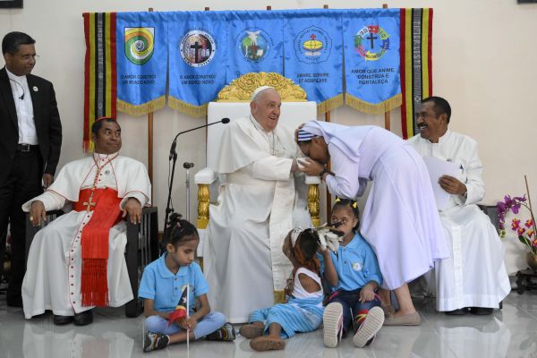 Visita del Papa a la escuela de niños discapacitados este 10 de septiembre. Crédito: Vatican News