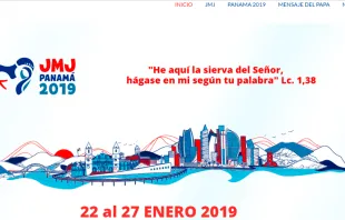 Captura de pantalla del sitio web de la JMJ Panamá 2019 