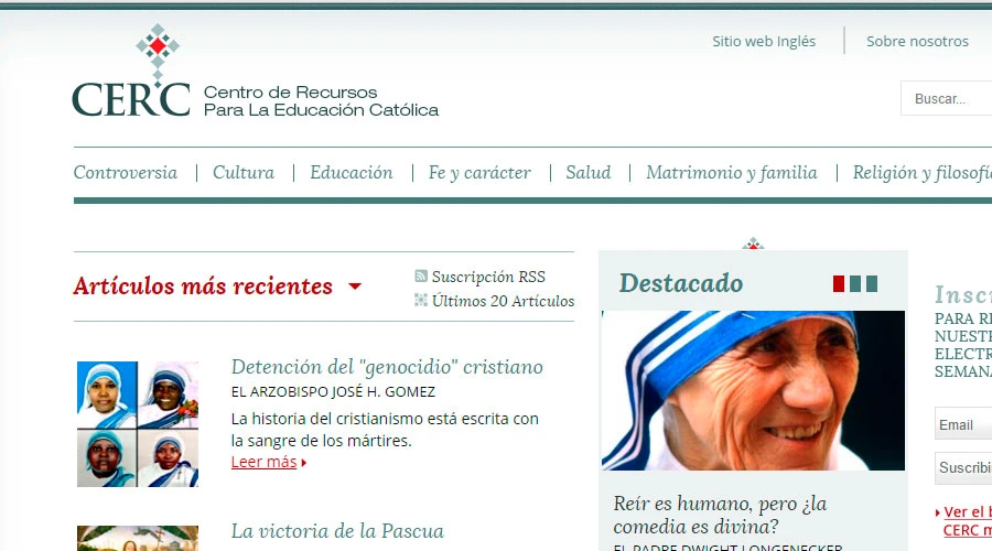 Captura de pantalla sitio web CERC