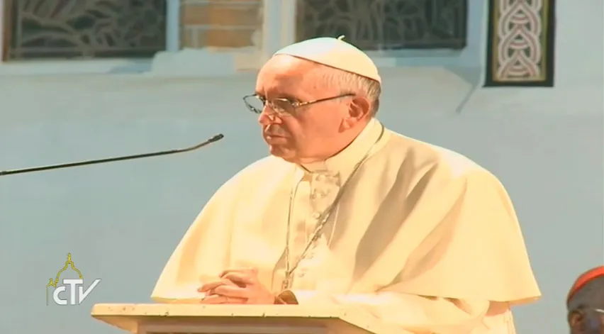 Papa Francisco en encuentro con sacerdotes, religiosos, religiosas y seminaristas de Uganda. Foto: Captura de video / CTV.