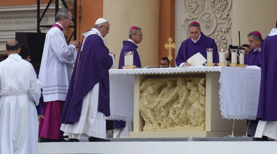 El Santo Padre durante la Misa celebrada en Carpi. Foto: Marco Mancini / ACI Stampa