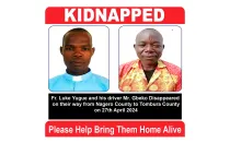El P. Luka Yugue y su chofer, Michael Gbeko, desaparecidos el pasado 27 de abril.