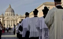 Participantes de la 13ª peregrinación Summorum Pontificum, el 26 de octubre de 2024 en la Ciudad del Vaticano.