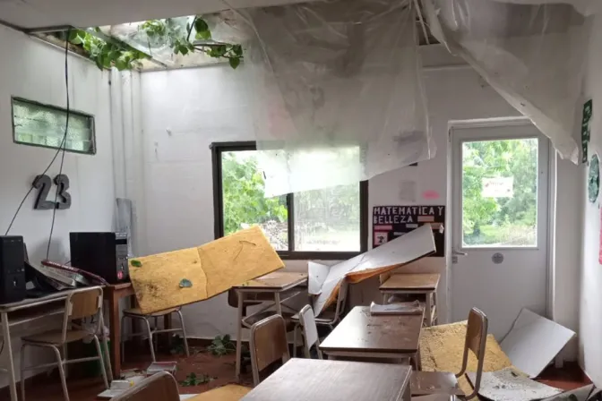 Destrozos debido al temporal en la escuela La Concepción