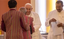 Papa Francisco en su encuentro con el catequista Florentino de Jesús Martín.