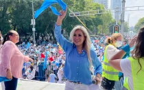 Lianna Rebolledo durante la marcha "A favor de la mujer y de la vida", el 3 de octubre de 2021.