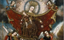 La Virgen del Carmen salvando a las Almas del Purgatorio. Cuadro de Diego Quispe Tito en el Museo de Brooklyn.