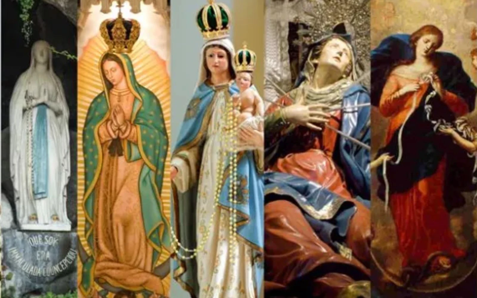 De izquierda a derecha: Nuestra Señora de Lourdes; Nuestra Señora de Guadalupe; Nuestra Señora del Rosario; Nuestra Señora de los Dolores y Nuestra Señora Desatadora de Nudos.?w=200&h=150