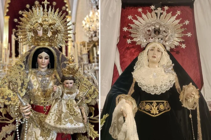 Imágenes de las Vírgenes del Rosario y de la Consolación en Carrión de los Céspedes (España).