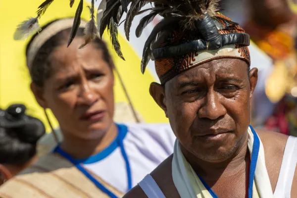 East Timorese man at the Pope's Mass. Credit: Daniel Ibáñez/ EWTN News