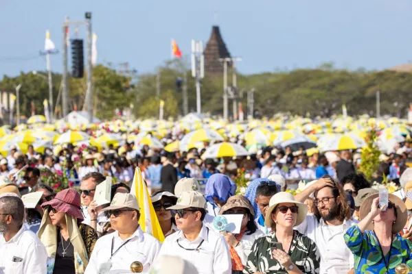 Faithful from East Timor at Pope Francis' Mass this September 10. Credit: Daniel Ibáñez/ EWTN News