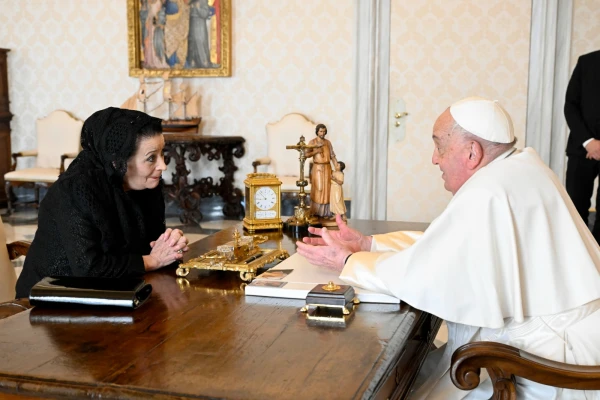 The Maltese head of state also donated a basket of typical products from her country to the Holy Father. Credit: Vatican Media