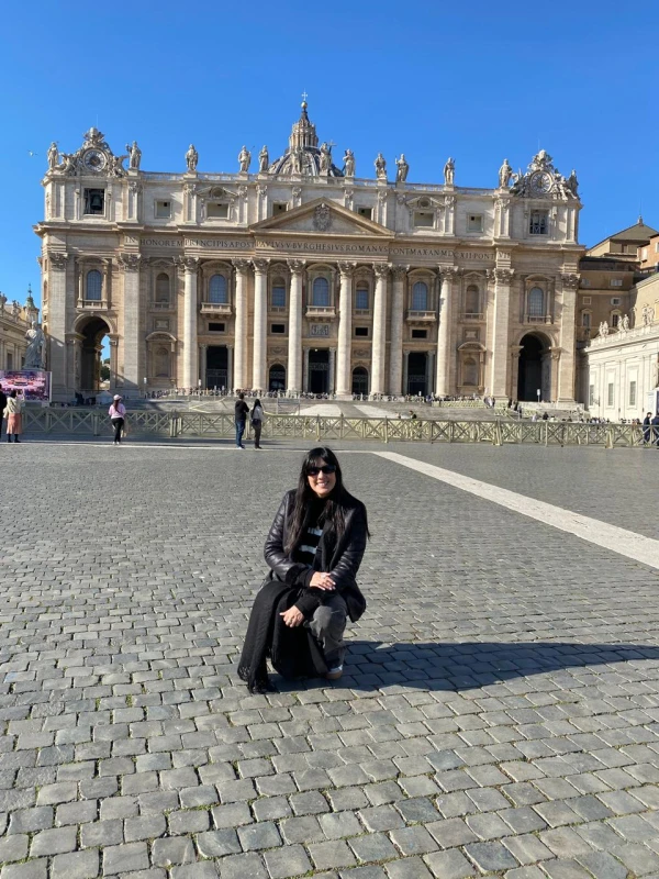 Cecilia, on Via della Conciliazione that leads to St. Peter's Basilica. Credit: Courtesy Cecilia de los Ángeles López.