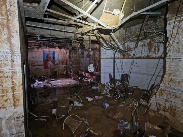 One of the rooms of the parish after the flood. Credit: courtesy